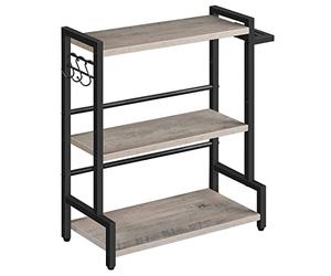 HOOBRO Étagère à Épices, Porte-épices avec 3 Crochets, Organisateur de Cuisine à 3 Niveaux, Range-épices avec Porte-Couteaux, Pieds Réglables, pour Salle à Manger, Grège et Noir, EBG01TL01