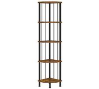 HOOBRO Étagère d’Angle à 5 Niveaux, Bibliothèque de 148 cm de Hauteur, Porte-Plante, Présentoir en Forme de Diamant, pour Salon, Bureau, Chambre, Cuisine, Marron Rustique et Noir EBF93CJ01