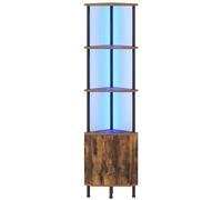 HOOBRO Étagère d’Angle, Bibliothèque d’Angle, Bande LED et Armoire de Rangement, Présentoir, Style Industriel, Forme Diamant, pour Salon, Bureau, Chambre, Cuisine, Marron Rustique et Noir EBF147DCJ01