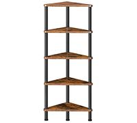 HOOBRO Étagère d'angle Industrielle à 5 Niveaux avec Cadre en Métal, Étagère d'angle pour Petit Espace, Chambre, Marron Rustique EBF33CJ01