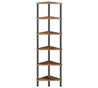 HOOBRO Étagère d'angle Industrielle à 6 Niveaux avec Cadre en Métal, Étagère d'angle avec Plantes, Fleurs, Bibliothèque pour Petit Espace, Chambre, Salon, Marron Rustique EBF36CJ01