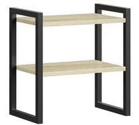 HOOBRO Étagère de Bureau à 2 Niveaux, Bibliothèque de Bureau, Organisateur, Porte-épices, pour Cuisine, Salon, Salle de réunion, Chambre, Noir et Couleur Bois EBN37SJ01