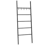 HOOBRO Étagère Échelle, Porte-Serviettes, avec 5 Amovibles Crochets, 58 x 177 cm, Gain de Place, Stable, pour Bain, Salon, Chambre, Bureau, Style Industriel, Montage Facile, Noir EBK62CJ01