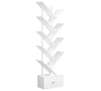 HOOBRO Étagère en Forme d'arbre, Bibliothèque sur Pieds à 8 Niveaux, Étagère de Rangement, pour CD, DVD, Livres, Style Rustique, pour Salon, Chambre, Bureau, Blanc EWW18SJ01G1