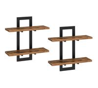 HOOBRO Étagères Flottantes, Étagères Murales de 38 cm, Lot de 2, Étagères Murales à 2 Niveaux, Étagères Suspendues
