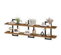 HOOBRO Étagères Flottantes, Étagères Murales de 38 cm, Lot de 3, Étagères Murales à 3 Niveaux, Étagères Suspendues pour Salon, Chambre, Salle de Bain, Cuisine, Marron Rustique et Noir EBF32BJP301