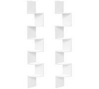 HOOBRO Étagères Murales, Lot de 2, Étagères d’Angle à 6 Niveaux, en Zigzag, Gain de Place, pour Salon, Chambre, Salle à Manger, Blanc EWT27BJP201