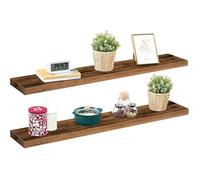 HOOBRO Étagères Murales, Lot de 2, Tablettes Flottantes, Suspendues, avec Supports Cachés, Longueur 120 cm, Marron Rustique