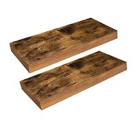 HOOBRO Étagères Murales, Lot de 2, Tablettes Flottantes, Suspendues, avec Supports Cachés, Longueur 40 cm, pour Salle de Bain, Chambre, Toilettes, Cuisine, Bureau, Salon, Marron Rustique EBF40BJ01