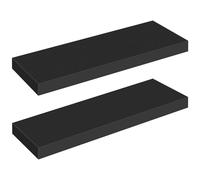 HOOBRO Étagères Murales, Lot de 2, Tablettes Flottantes, Suspendues, avec Supports Cachés, Longueur 60 cm, pour Salle de Bain, Chambre, Toilettes, Cuisine, Bureau, Salon, Noir EBK60BJ01
