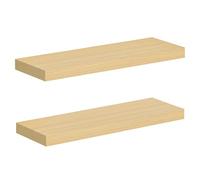 HOOBRO Étagères Murales, Lot de 2, Tablettes Flottantes, Suspendues, avec Supports Cachés, Longueur 60 cm, pour Salle de Bain, Chambre, Toilettes, Cuisine, Bureau, Salon, Naturel ENL60BJ01