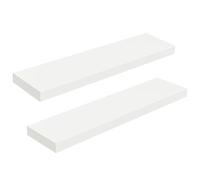 HOOBRO Étagères Murales, Lot de 2, Tablettes Flottantes, Suspendues, avec Supports Cachés, Longueur 80 cm, pour Salle de Bain, Chambre, Toilettes, Cuisine, Bureau, Salon, Blanc EWT80BJP201