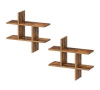 HOOBRO Lot de 2 Étagère Murale, Étagère Flottante Décorative, Support Mural pour Présentation, Présentoir, pour Salon, Bureau, Chambre, Entrée, Cuisine, Salle à Manger, Marron Rustique EFG65BJP201