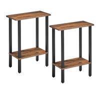 HOOBRO Lot de 2, Table d’Appoint Étroite 2 Niveaux, Table Basse, pour Petits Espaces, Salon, Bureau, Chambre, Entrée, Marron Rustique et Noir EBF240BZP201