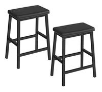 HOOBRO Lot de 2 Tabourets de rembourré en PU, Chaise de Bar sans Dossier, 2 Hauteurs de Repose-Pieds, Hauteur 61 cm, Noir