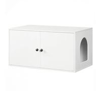 HOOBRO Maison de Toilette pour Chat, Meuble pour Animaux Caché à Entrée Latérale, Litière pour Chats, Table d’Appoint, pour Salon, Chambre, Couloir, Blanc EWT40MW01