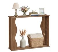 HOOBRO Meuble Console, Table d’Entrée Étroite, Table d’Appoint | Console à Motifs Ondulés de Style Moderne Milieu du Siècle, 100 x 24 x 80 cm, pour Salon, Chambre, Bureau, Noyer
