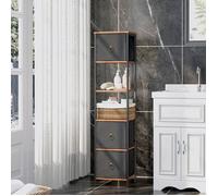 HOOBRO Meuble de Salle de Bain, Meuble de Rangement, Commode avec Compartiment Ouvert, Placard d’Angle, 3 Tiroirs en Tissu