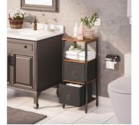 HOOBRO Meuble de Salle de Bain, Meuble de Rangement, Commode avec Compartiment Ouvert, Placard d’Angle, 2 Tiroirs en Tissu