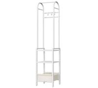 HOOBRO Portant à Vêtements sur Pied, 40 x 30 x 180,5 cm, avec 2 Étagères de Rangement, 1 Panier en Tissu, 3 Crochets Mobiles et 2 Barres à Vêtements, pour Vestibule, Salon, Couloir, Blanc EWW03YM01
