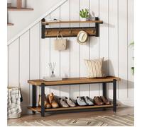 HOOBRO Porte-Manteau, Meuble d'entrée, Vestiaire, Portemanteau Mural avec 5 Crochets, Banc et étagère à Chaussures, Industrie