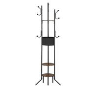 HOOBRO Porte-manteaux avec Rangement, Portant à Vêtements avec Pochette en Tissu, 6 Pieds, 9 Crochets, pour Vêtements, Sacs, Chapeaux, Entrée, Couloir, Chambre, Marron Rustique et Noir EBF45YM01