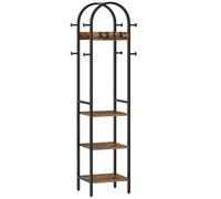 HOOBRO Porte-Manteaux, Portant à Vêtements Arqué avec 12 Crochets, Étagère de Rangement à 3 Niveaux pour Vêtements, Chapeaux, Sacs et Accessoires, Entrée, Chambre, Marron Rustique et Noir EBF40YM01