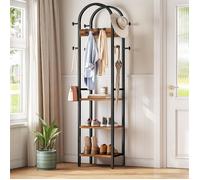 HOOBRO Porte-Manteaux, Portant à Vêtements Arqué avec 12 Crochets, Étagère de Rangement à 3 Niveaux pour Vêtements, Chapeaux