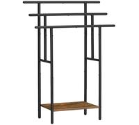 HOOBRO Porte-Serviettes autoportant à 3 Niveaux pour Salle de Bain, avec étagères, séchage surdimensionné pour Serviettes de Bain et présentoir, Noir et Marron Rustique EBF50LB01