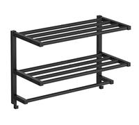 HOOBRO Porte-Serviettes Mural à 3 Niveaux avec Crochets, Support de Rangement pour Salle de Bains en Métal, pour Serviettes et Articles de Toilette, 60,5 x 21,5 x 38,5 cm, Noir EBK08LB01