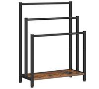 HOOBRO Porte-Serviettes, Range-Serviettes avec 3 Barres, Support Salle de Bain, Étagère de Rangement, 60 x 28 x 81 cm, pour Serviettes, Couvertures, Journaux, Marron Rustique et Noir EBF06LB01