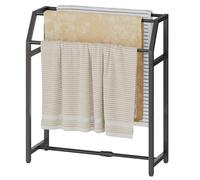 HOOBRO Porte-Serviettes sur Pied, 3 Niveaux RéGlables (52-80 Cm), en MéTal, pour Salle De Bain Et Buanderie EBK240LB01