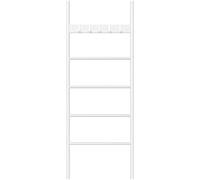 HOOBRO Porte-Serviettes sur Pied, Étagère Échelle, 5 Amovibles Crochets, 60 x 2 x 177 cm, Petits Espaces, Stable, praktisch, pour couvertures, vêtement, journaux, Blanc EWW60CJ01