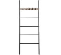 HOOBRO Porte-Serviettes sur Pied, Étagère Échelle, 5 Amovibles Crochets, 60 x 2 x 177 cm, Petits Espaces, Stable, praktisch, pour couvertures, vêtement, journaux, Grège et Noir EBG60CJ01