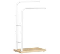 HOOBRO Porte-Serviettes sur Pied, Range-Serviettes à 2 Barres, Porte-Serviettes de Bain, 40 x 24 x 80,5 cm, Blanc et Couleur Bois EWN24LB01G1