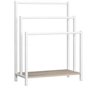 HOOBRO Porte-Serviettes sur Pied, Support pour Serviettes avec 3 Barres pour Salle de Bain, Style Industriel, pour linges de Bain, vêtements, Tapis, journaux, Blanc et Gris EWG06LB01