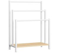 HOOBRO Porte-Serviettes sur Pied, Support pour Serviettes avec 3 Barres pour Salle de Bain, Style Industriel, pour linges de Bain, vêtements, Tapis, journaux, Blanc et Couleur Bois EWN06LB01