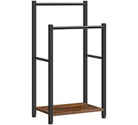HOOBRO Porte-Serviettes sur Pieds, Range-Serviettes avec 2 Barres, Support Salle de Bain, 42 x 24 x 80 cm, pour Serviettes, couvertures, journaux, Marron Rustique et Noir EBF02LB01