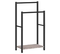 HOOBRO Porte-Serviettes sur Pieds, Range-Serviettes avec 2 Barres, Support Salle de Bain, 42 x 24 x 80 cm, pour Serviettes, couvertures, journaux, Grège et Noir EBG02LB01
