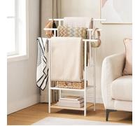 HOOBRO Porte-Serviettes sur Pieds, Range-Serviettes, avec 3 Barres, Support Salle de Bain, 2 étagères, Étendoir
