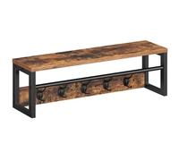 HOOBRO Portemanteaux Mural, Étagère de Rangement Suspendue avec Barre et 5 Crochets, Ranger Parapluie, Chapeau et écharpe, pour entrée, Couloir, Salon et Chambre, Noir et Marron Rustique EBF78YM01