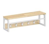 HOOBRO Portemanteaux Mural, Étagère de Rangement Suspendue avec Barre et 5 Crochets, Ranger Parapluie, Chapeau et écharpe, pour entrée, Couloir, Salon et Chambre, Blanc et Couleur Bois EWN78YM01