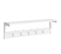 HOOBRO Portemanteaux mural, Portemanteaux Patères, Étagère murale avec 7 Crochets, Portant à Vêtement, Étagère Rangement, pour Entrée, Chambre, Salle de Bain, Blanc EWT16YM01
