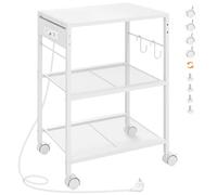 HOOBRO Support d’Imprimante, Chariot d'Imprimante à 3 Niveaux, Support d'Imprimante avec Station de Charge, pour Bureau à Domicile, Blanc EWW22CPS01