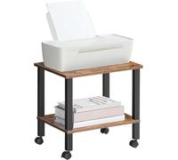 HOOBRO Support d’Imprimante, Meuble d’Imprimante avec des étagères à 2 Niveaux, Table à Imprimante Mobile sous Le Bureau, Chariot d’Imprimante pour Petit Espace, Marron Rustique et Noir EBF38PS01