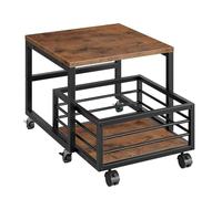 HOOBRO Support de Mini-Réfrigérateur avec Panier Mobile, Étagère de Mini-Frigo, avec roulettes et Pieds réglables, Cadre métallique, pour Maison, Bureau, dortoir, Marron Rustique et Noir EBF155TL01
