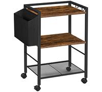 HOOBRO Support d'Imprimante, Chariot Mobile à 3 Niveaux, Étagère de Rangement, avec Porte-Documents, Réglable en Hauteur, Industriel, pour Bureau, École, Domicile, Marron Rustique EBF21PS01