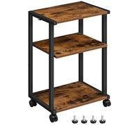 HOOBRO Support d'Imprimante, Étagère de Rangement à 3 Niveaux avec roulettes, avec 3 Planches, 2 Crochets, 42 x 28 x 64 cm, Style Industriel, pour Bureau, Chambre, Cuisine, Marron Rustique EBF28PS01