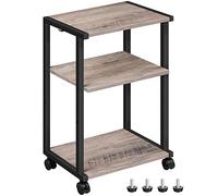 HOOBRO Support d'Imprimante, Étagère de Rangement à 3 Niveaux avec roulettes, avec 3 Planches, 2 Crochets, 42 x 28 x 64 cm, Style Industriel, pour Bureau, Chambre, Cuisine, Grège et Noir EBG28PS01N1