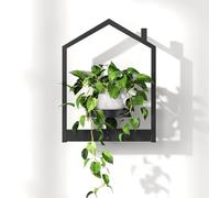 HOOBRO Support Plantes Intérieur, Étagère Plante Murale avec Soucoupe Amovible, Support Métallique en Forme de Petite Maison, pour Décoration Intérieure/Extérieur Abrité, Noir EBK08HJ01